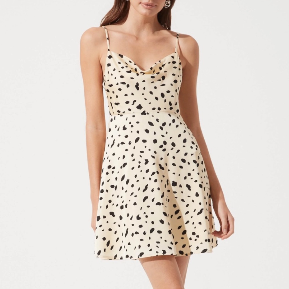 ASTR the Label Cowl Neck Minidress - Cream Animal, Size XL